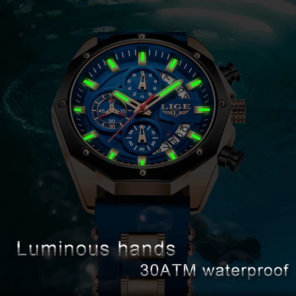 LIGE Fashion Men Watches Top B - Luxury Watch Maker ulasan dan harga