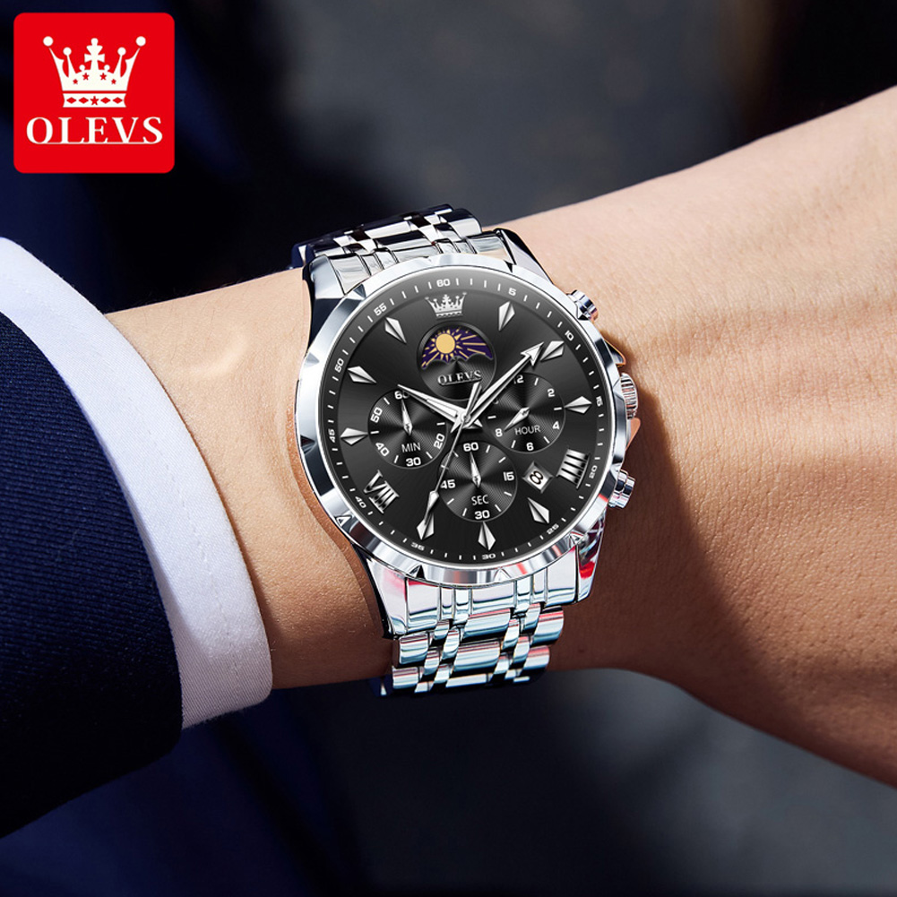 OLEVS 3653 Brand Moon Phase Ca - Luxury Watch Maker ulasan dan harga